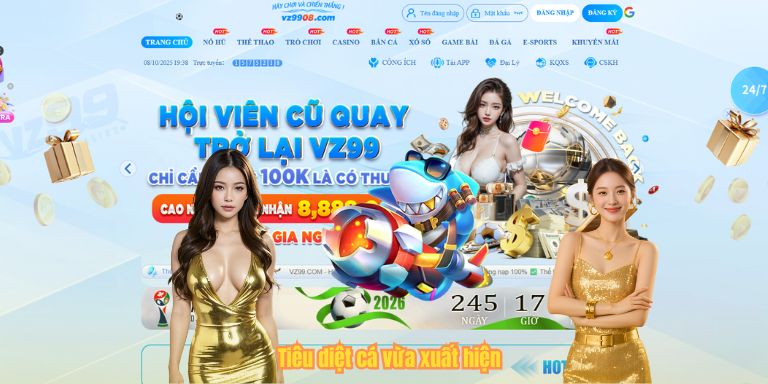 Bắn Cá Online VZ99 – Săn Thưởng Siêu Khủng, Trải Nghiệm Game Đỉnh Cao Tiêu diệt cá vừa xuất hiện